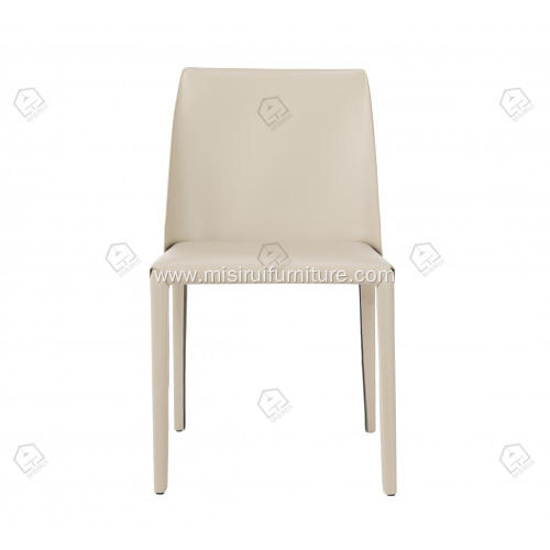 White Saddle leather dining chairs